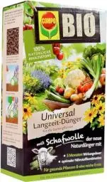 Produktbild: COMPO BIO Universal Langzeit-Dünger mit Schafwolle für alle Gartenpflanzen, Pflanzendünger, 5 Monate Langzeitwirkung, 2 kg, braun