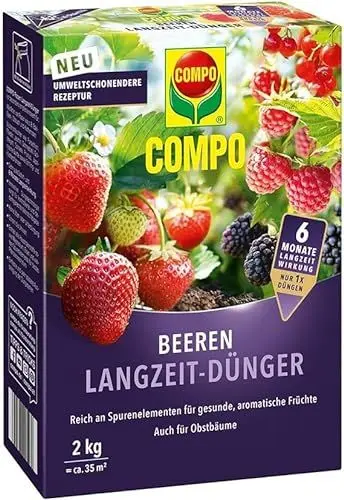 Produktbild: COMPO Beeren Langzeit-Dünger für Beeren, Obst und Feingemüse, Umweltschonendere Rezeptur, 6 Monate Langzeitwirkung, 2 kg, 45 m², Berrendünger