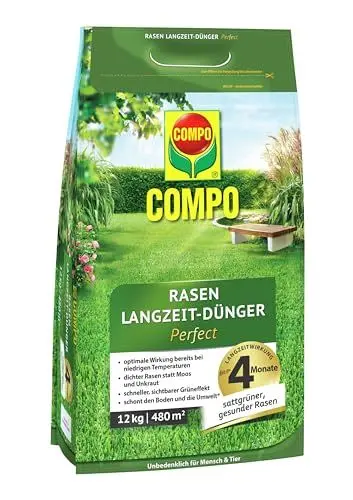 Produktbild: COMPO Rasen Langzeit-Dünger Perfect 12kg für 480m²