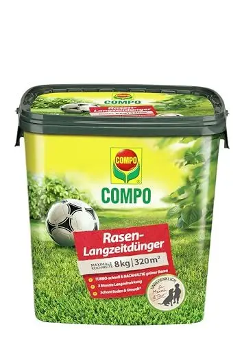 Produktbild: COMPO Rasendünger mit 3 Monaten Langzeitwirkung für Frühjahr und Sommer - tierfreundlich - Premium Rasen-Langzeitdünger - 8 kg für 320 m²,