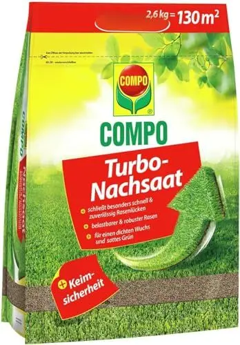 Produktbild: COMPO Turbo Nachsaat - Schnellkeimende Rasensaat - Premium Rasensamen mit Keimsicherheit - 2,6kg für 130 m²