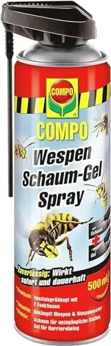 Produktbild: COMPO Wespen Schaum-Gel Spray – Wespenspray mit Sprührohr – wirkt gegen Wespen und Wespennester – Sofort- und Langzeitwirkung – Wespenschaum als Wespenspray – 500 ml
