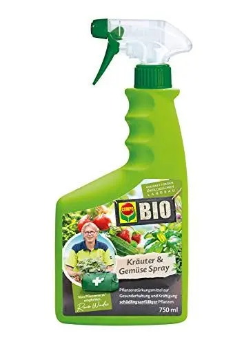 Produktbild: Compo Bio Kräuter & Gemüse Spray AF, Biologisches Pflanzenstärkungsmittel für schädlingsanfällige Pflanzen, empfohlen vom Pflanzenarzt® René Wadas, 750 ml