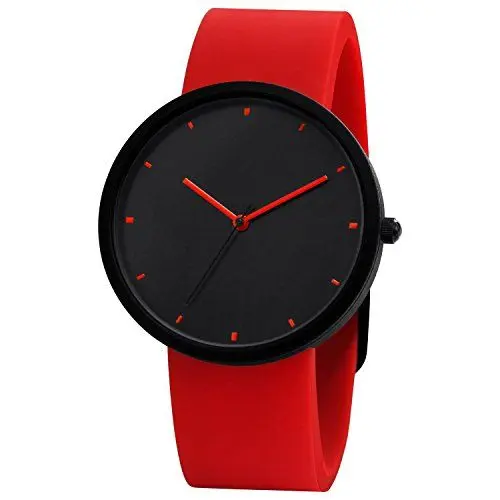 Produktbild: Comtex Damen Armbanduhr Schwarz Analog Quarz mit Rotes Silikon Armband SYM170088…