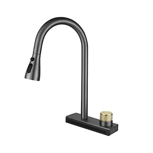 Produktbild: COMVIDA Küchenarmatur Ausziehbar,Wasserhahn Küche mit 3 Modus + Fliegendes Regenmuster,Modernes Grau 360° Schwenkbarer Wasserhahn Küche Hochdruck,Einhand Spültischarmatur aus Edelstahl,CV-80301-G