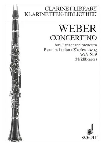 Produktbild: Concertino: Historisch-kritische Edition nach dem Erstdruck. WeV N. 9. Klarinette und Orchester. Klavierauszug mit Solostimme. (Klarinetten-Bibliothek)