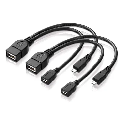Produktbild: conecto 2X USB-OTG Adapter-Kabel Micro-USB 2.0-Stecker USB-Buchse Typ A + Strom-Anschluss für Externe Festplatte, für Fire TV Stick und andere Geräte