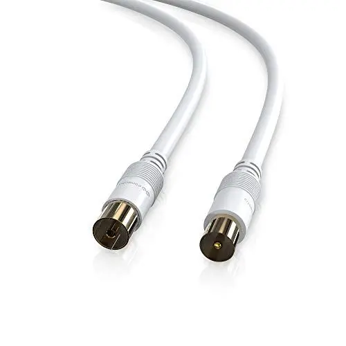 Produktbild: conecto Antennenkabel SAT Kabel Koaxialkabel Satelitenkabel TV 10,00m doppelt geschirmt, IEC-Stecker auf IEC-Buchse, für HDTV, Receiver, Satelit, DAB, Radio, weiß