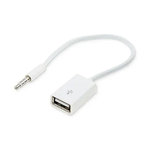 Produktbild: conecto CC20001 Aux-In-Kabel, 3,5-mm-Klinke-Stecker auf USB 2.0-Buchse Typ A, 10cm, weiß