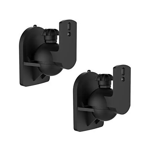 Produktbild: conecto CC50296 Lautsprecher Universal-Wandhalterung, neigbar -20° bis 20°, schwenkbar -70° bis 70°, Wandabstand 64mm, Traglast max. 3,5kg, 2er-Set, schwarz