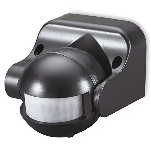 Produktbild: conecto Infrarot Bewegungsmelder innen+außen Aufputz Wand LED 180° schwenkbar neigbar IP44 Dämmerungssensor (4er Set), schwarz