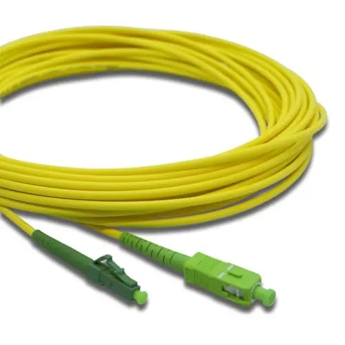 Produktbild: Conectra® - Glasfaser Patchkabel | OS2 | Singlemode | Simplex | LC/APC auf SC/APC | gelb | ideal für FTTH Heimnetzwerke | LWL Lichtwellenleiter Glasfaserkabel (Länge 10 m)