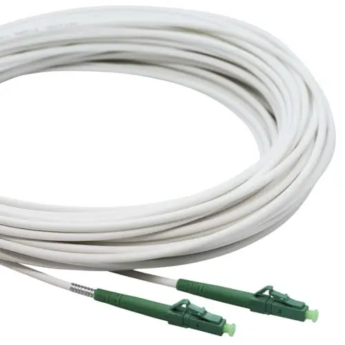 Produktbild: Conectra® - Glasfaserkabel gepanzert | OS2 | LC/APC auf LC/APC | weiß | ideal für Heimnetzwerke | passend für Deutsche Telekom, Vodafone, 1&1, Deutsche Glasfaser und viele mehr (Länge 5 Meter)