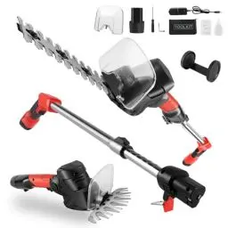 Produktbild: CONENTOOL 2-in-1 Akku-Heckenschere, 12 V Stabheckenschere mit Akku und Ladegerät, 2000 mAh Elektrische Heckenschere, große Reichweite, für Sträucher, Rasen, Blätter und Äste