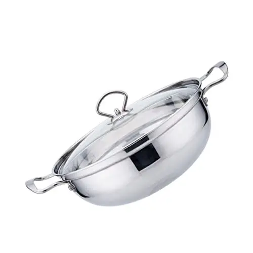 Produktbild: CONGARTENO 1Stk Topf Suppenkocher edelstahlpfanne cooker Wokpfanne mit Deckel Antihaftbeschichtete Pfanne mit Deckel pfannenwender Gesundes Kochgeschirr Kochkessel Rostfreier Stahl Silver