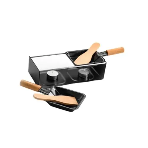 Produktbild: CONGARTENO 1 Satz Mini-Käseschmelzpfanne Antihaft-Grillplatte rostfrei Leuchtender Kunstmantel Grillmaschine Raclette-Käse schokoladenfondue schokofondue bratenblech Mini Herd Bambus Black