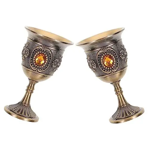 Produktbild: CONGARTENO 2St Metallkelch Wein-Saki-Becher Schnapsbecher zum Abendessen Bierbecher Saftgläser weichnachtsgeschke whiskyglas Weinkelch für den Haushalt Retro-Schnapsbecher Zinn-Legierung