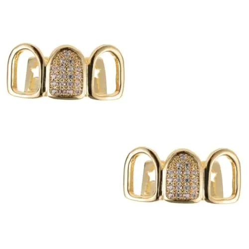 Produktbild: CONGARTENO 2 Sets Einzigartiger Zahnschmuck Zahndekor Aus Metall Dekorationsgrills Für Jungen Und Mädchen Frauen Und Männer Glänzende Grills