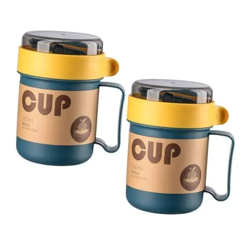 Produktbild: CONGARTENO 2 Stk Suppentasse Frühstückstasse Trinkbecher tragbarer Suppenbecher reise wasserflaschen Reisekaffeetasse thermotassen thermal mug Küche Suppentasse wärmeisolierter Becher Blue