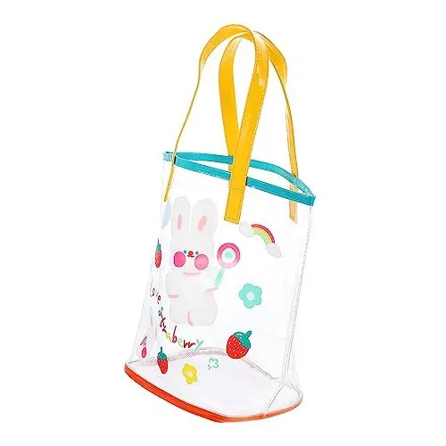 Produktbild: CONGARTENO 2st Cartoon-handtasche Tasche Für Schwimmzubehör Durchsichtige Kosmetiktasche Reisespielzeug Klarsichtbeutel Rucksack Für Den Strand Kulturbeutel Klar Strandtasche Pvc