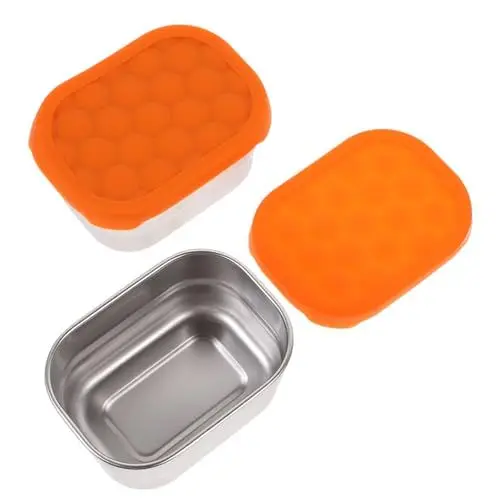 Produktbild: CONGARTENO 2st Crisper Aus Edelstahl Gefrierbehälter Für Obst Obstbehälter Schüssel Mit Deckel Versiegelter Behälter Gefrierbehälter Für Eiscreme Lebensmittelbehälter Rostfreier Stahl