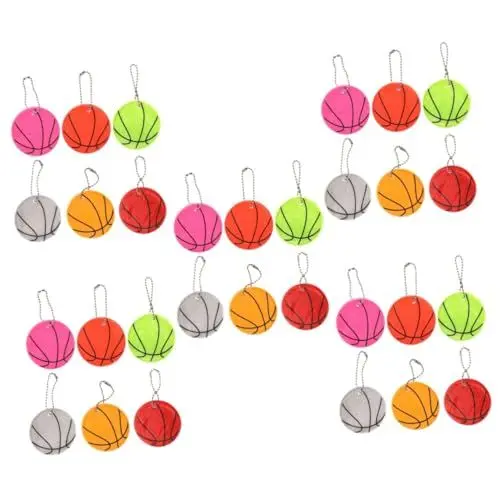 Produktbild: CONGARTENO 5 Sets Helle Reflektierende Für Schlüsselanhänger Kunststoff Basketball-form Reflektierende Schlüsselanhänger Für Radfahren 6 Stück * 5