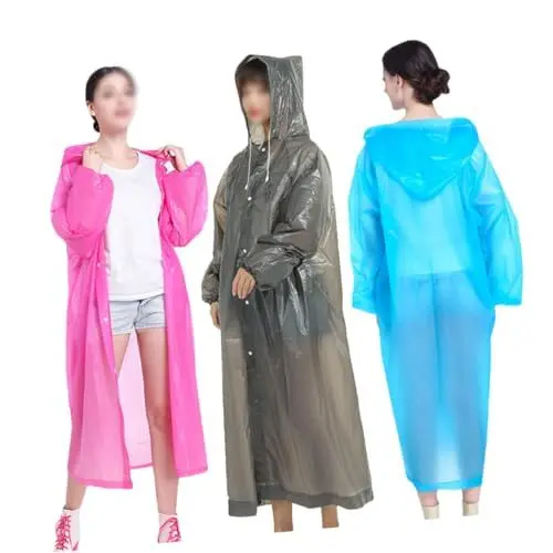 Produktbild: CONGARTENO 3 Stück Winddichter Tragbarer Regenmantel Regenjacke Regenponchos Für Erwachsene Regenmantel Dunkelgrau