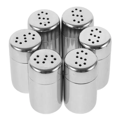 Produktbild: CONGARTENO 6St Mini-Pfefferstreuer Baggerschüttler Camping-Gewürzset Mini Pfefferstreuer Gewürzbehälter für unterwegs Quetschflasche aus Silikon reise salzstreuer Rostfreier Stahl Silver