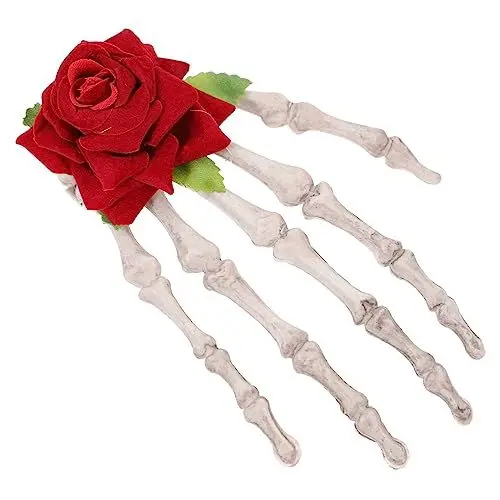 Produktbild: CONGARTENO Rose Finger Haarnadeln Schädel Haar Clip Frauen Haarnadel Skelett Form Punk Zubehör