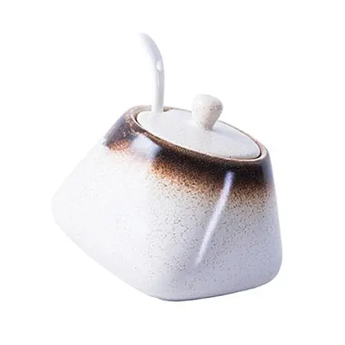 Produktbild: CONGARTENO Gewürzdose aus Keramik esslöffel barlöffel kitchen pokelsalz spice container Gewürzschalen mit Deckel japanische Zuckerdose Gewürztöpfe Gewürzdosen Gewürzorganisator für die Küche