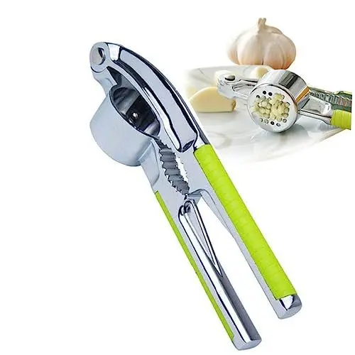 Produktbild: CONGARTENO Knoblauchpresse Zerkleinerer mit Walnussöffner Hochwertiger Einfach zu Reinigen für Knoblauch und Ingwer Ergonomischer Griff Schwarz Manuelles Küchengerät