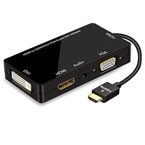 Produktbild: ConnBull HDMI auf VGA DVI Adapter Converter 1080P Synchronanzeige zu VGA Audio 4 in 1 Videokonverter