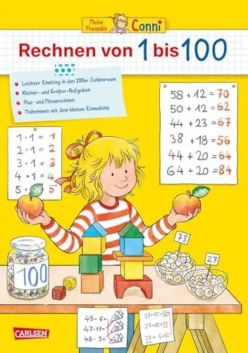 Produktbild: Conni Gelbe Reihe (Beschäftigungsbuch): Rechnen von 1 bis 100: Heft zum Zählen- und Rechnenlernen mit Zahlenspielen für Kinder ab 5 Jahren