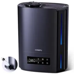 Produktbild: CONOPU Luftbefeuchter, 6L Luftbefeuchter Schlafzimmer für Große Räume, 60h Aroma Diffuser für Schlafzimmer Kinderzimmer Pflanzen, 300ml/h, Schwarz