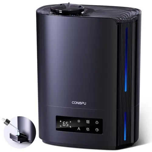 Produktbild: CONOPU Luftbefeuchter, 6L Luftbefeuchter Schlafzimmer für Große Räume, 60h Aroma Diffuser für Schlafzimmer Kinderzimmer Pflanzen, 300ml/h, Schwarz