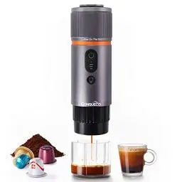 Produktbild: CONQUECO Kaffeemaschine Auto Espressomaschine 12v: Tragbare Akku Espresso Maker für Camping Reise - 2,5 Minuten Schnelles Erhitzen - 8 Tassen Espresso für Eine Ladung