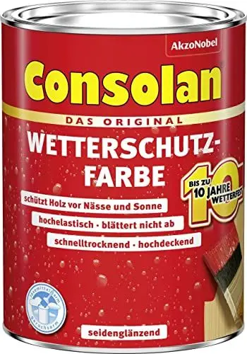 Produktbild: Consolan Wetterschutzfarbe, Deckender Holzschutz für Außen, Moosgrün, 2,5L