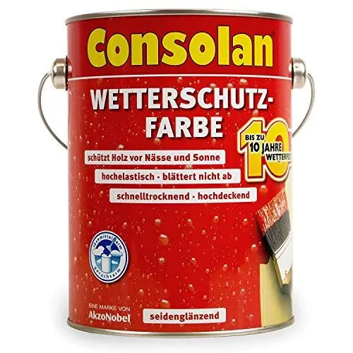 Produktbild: Consolan Wetterschutz-Farbe, Deckender Holzschutz für Außen, Dunkelbraun, 2,5L