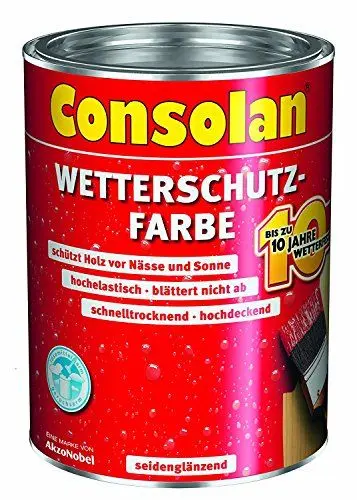 Produktbild: Consolan Wetterschutzfarbe, Deckender Holzschutz für Außen, Weiß, 2,5L
