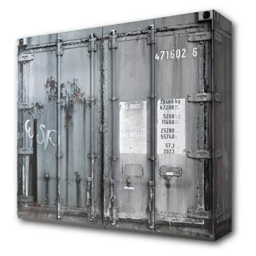 Produktbild: CONTAINER Stylisher Kleiderschrank 4-türig mit viel Stauraum - Vielseitiger Drehtürenschrank in Container-Optik, Digitaldruck - 237 x 224 x 59 cm (B/H/T)