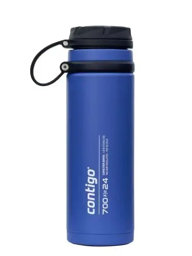 Produktbild: Contigo Fuse Edelstahl Trinkflasche, 100% auslaufsicher, große Wasserflasche mit breitem Schraubverschluss, hält Getränke bis zu 30 Stunden kalt, Premium Outdoor Thermoflasche, 700 ml