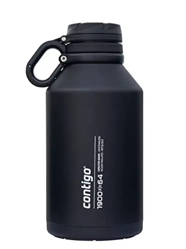Produktbild: Contigo Grand Edelstahl Trinkflasche, 100% auslaufsicher, sehr große Wasserflasche mit breitem Schraubverschluss, hält Getränke bis zu 30 Stunden kalt, Premium Outdoor Thermoflasche, 1900 ml
