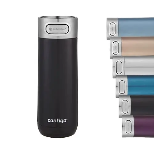 Produktbild: Contigo Luxe Autoseal Thermobecher, Edelstahl-Reisebecher, Isolierflasche, auslaufsicherer Becher, spülmaschinenfest, Kaffeebecher mit Easy-Clean-Deckel BPA-frei·· Licorice, 470 ml