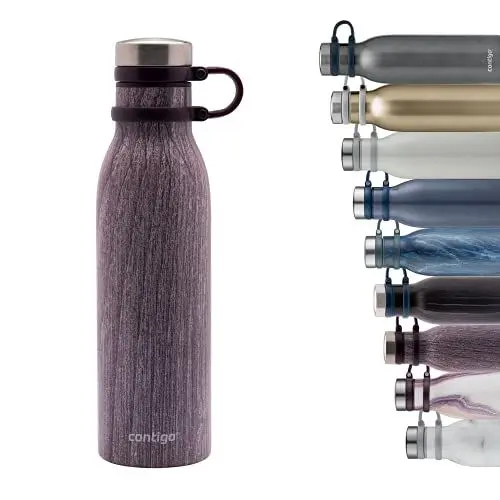 Produktbild: Contigo Matterhorn Trinkflasche, Edelstahl-Wasserflasche mit Thermalock-Isolierung, 24h kalt oder 10h heiß, BPA-freie Thermosflasche mit Schraubverschluss, 100% auslaufsicher·· Blondewood, 590 ml