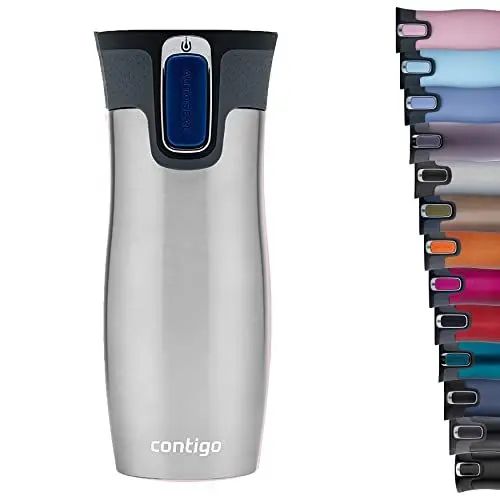 Produktbild: Contigo Thermobecher West Loop Autoseal, Edelstahl Isolierbecher, Reisebecher, Kaffebecher To Go, auslaufsicher, 100% dicht, hält bis zu 5h heiß/12h kalt, 470 ml, BPA frei, Stainless Steel