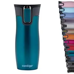 Produktbild: Contigo Thermobecher West Loop Autoseal, Edelstahl Isolierbecher, Reisebecher, Kaffebecher To Go, auslaufsicher, 100% dicht, hält bis zu 5h heiß/12h kalt, 470 ml, BPA frei, Bay