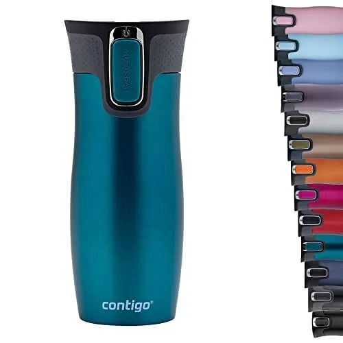 Produktbild: Contigo Thermobecher West Loop Autoseal, Edelstahl Isolierbecher, Reisebecher, Kaffebecher To Go, auslaufsicher, 100% dicht, hält bis zu 5h heiß/12h kalt, 470 ml, BPA frei, Bay