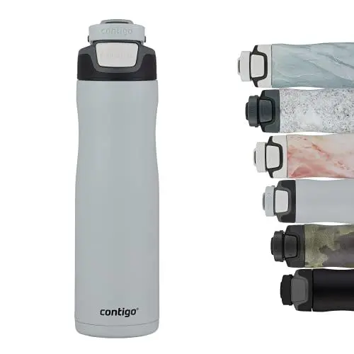 Produktbild: Contigo Trinkflasche Autoseal Chill Macaroon, Edelstahl Wasserflasche mit Autoseal Technologie, Isolierflasche hält Getränke bis zu 28 Stunden kalt auslaufsicher, BPA-frei, 720 ml