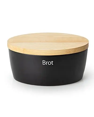 Produktbild: Continenta Brottopf Keramik | Mit Praktischen Luftlöchern Gegen Austrocknen & Schimmel | Handmade In Portugal | Schwarz (27x20xH13,5cm)