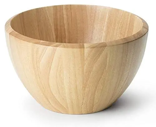 Produktbild: Continenta Salatschüssel aus Gummibaumholz, Holzschüssel, Holzschale, Obstschale, Größe: Ø 30 x 18 cm